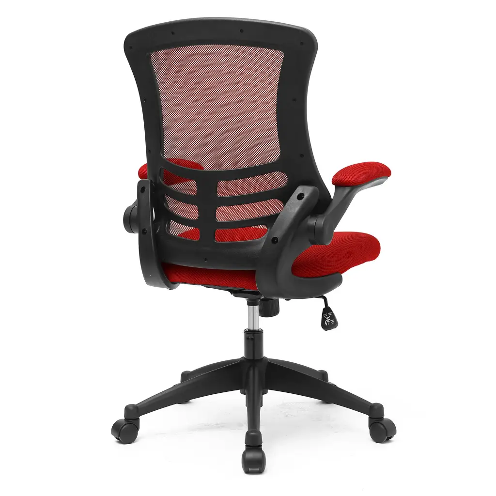 Nautilus Designs Luna Designer High Back Mesh Red Task Operator Office Chair With Folding Arms and Black Shell - BCM/L1302/RD