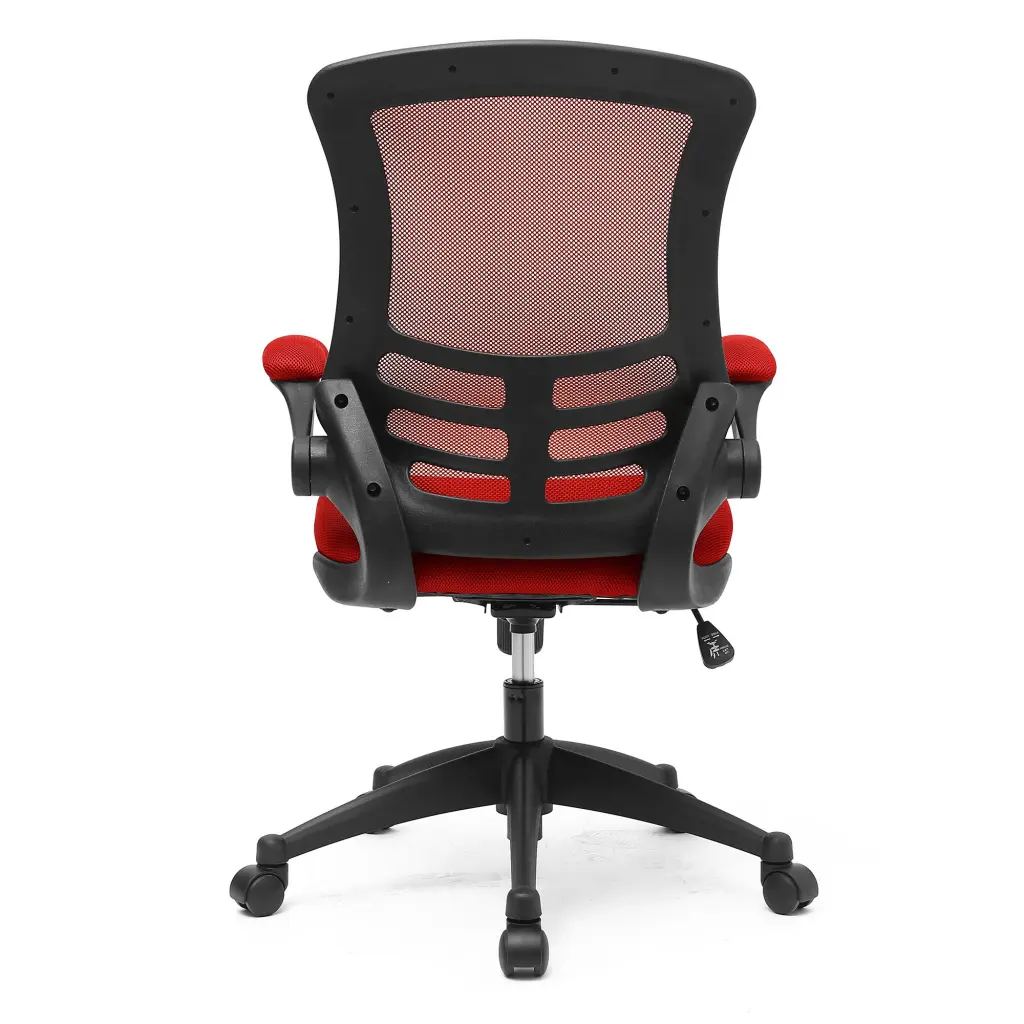 Nautilus Designs Luna Designer High Back Mesh Red Task Operator Office Chair With Folding Arms and Black Shell - BCM/L1302/RD