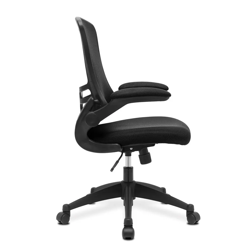 Nautilus Designs Luna Designer High Back Mesh Black Task Operator Office Chair With Folding Arms and Black Shell - BCM/L1302/BK