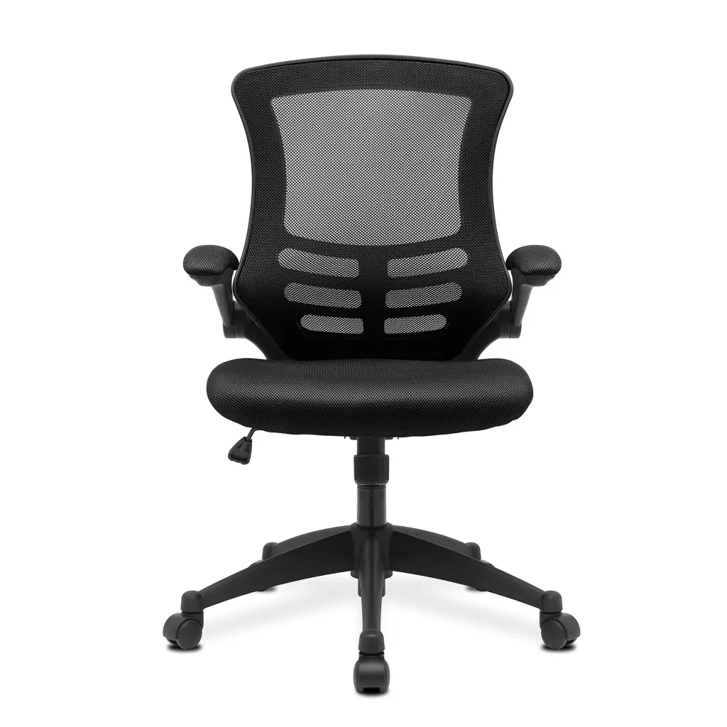 Nautilus Designs Luna Designer High Back Mesh Black Task Operator Office Chair With Folding Arms and Black Shell - BCM/L1302/BK