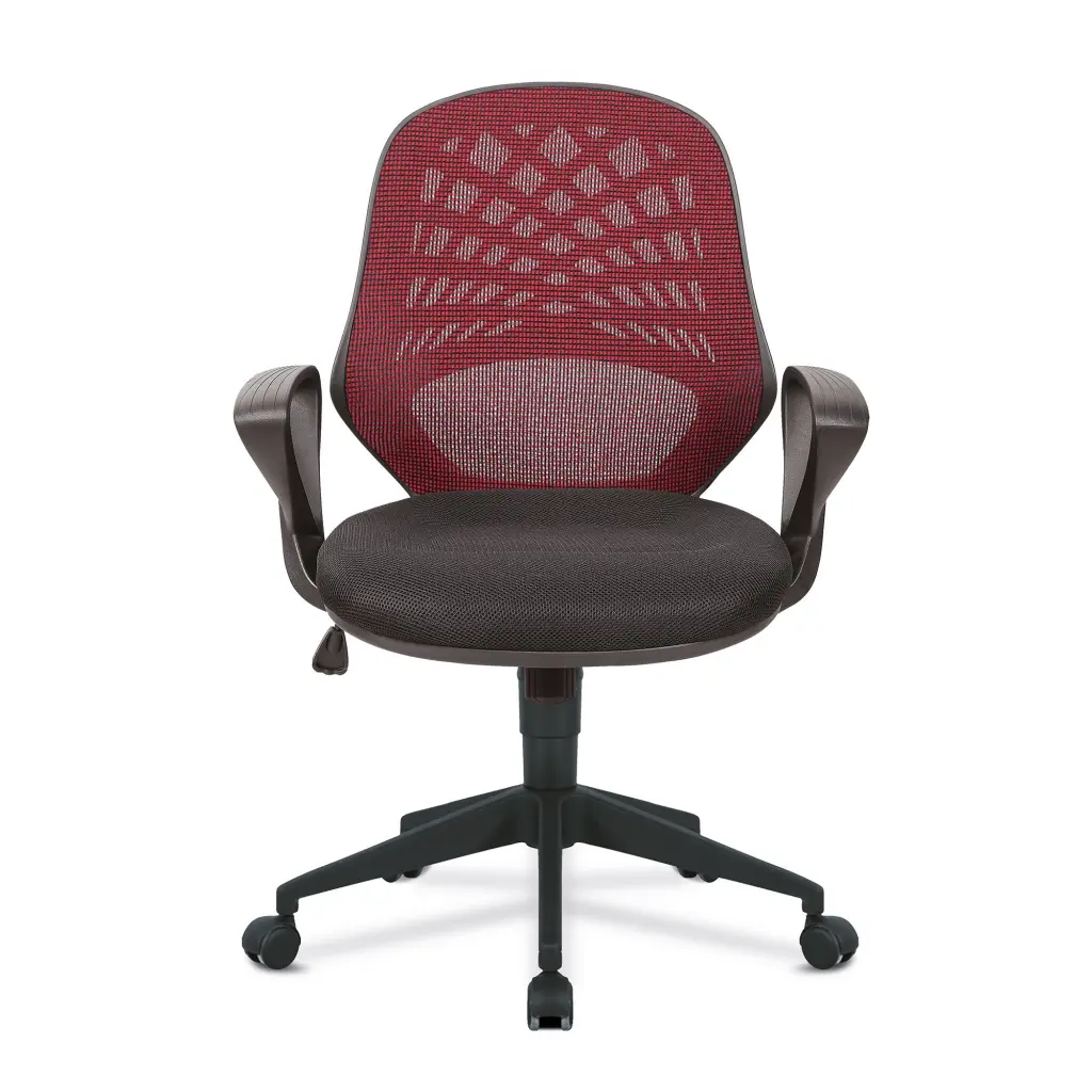 Nautilus Designs Lattice Medium Mesh Back Task Operator Office Chair With Fixed Arms Wine - BCM/K116/RD