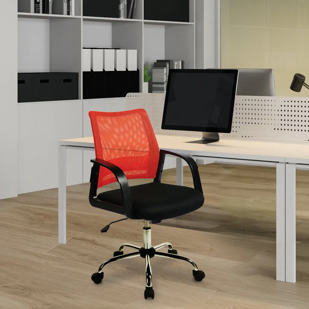 Nautilus Designs Calypso Medium Mesh Back Task Operator Office Chair With Fixed Arms Orange - BCM/F1204/OG