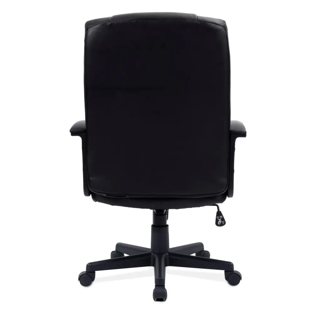 Nautilus Designs Darwin High Back Leather Effect Executive Office Chair With Integral Headrest and Fixed Arms Black - BCP/1007/PU/BK