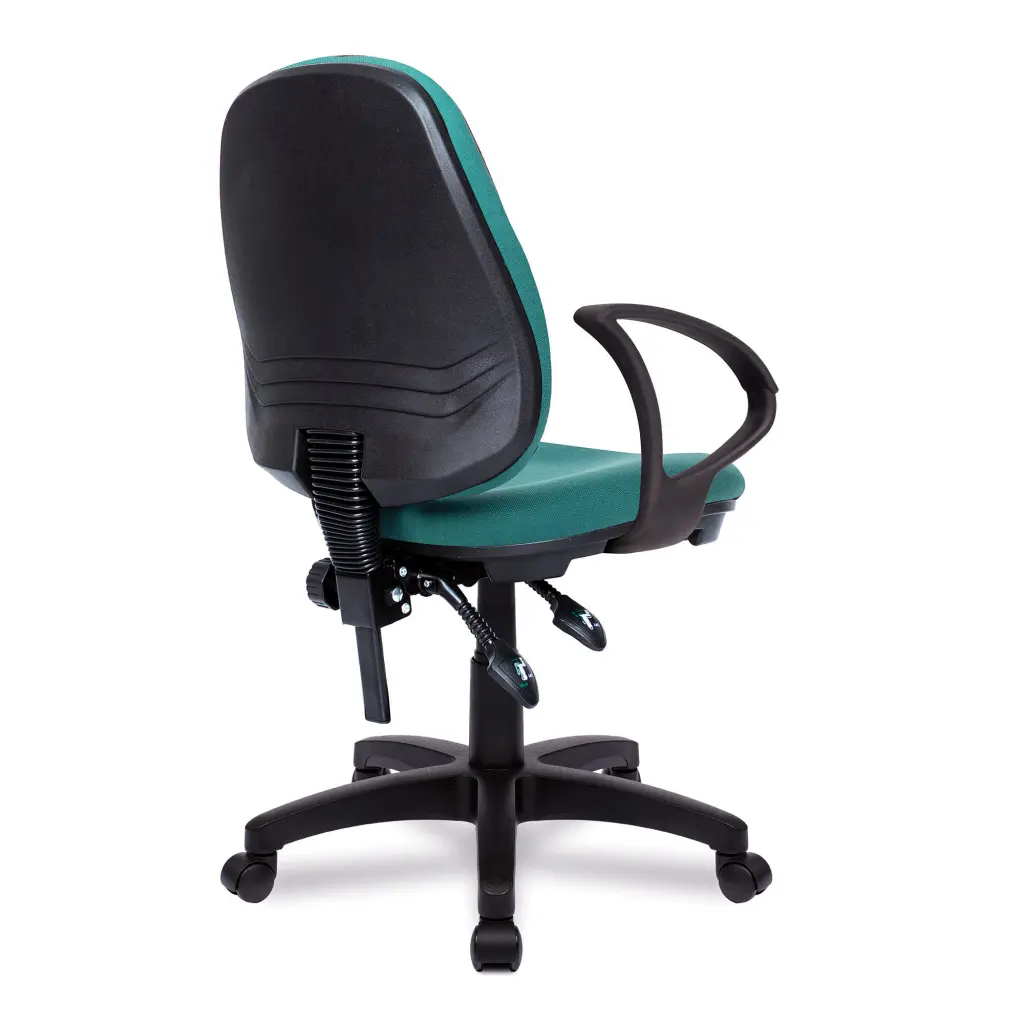 Nautilus Designs Java 300 Medium Back Synchronous Triple Lever Fabric Operator Office Chair With Fixed Arms Green - BCF/P606/GN/A