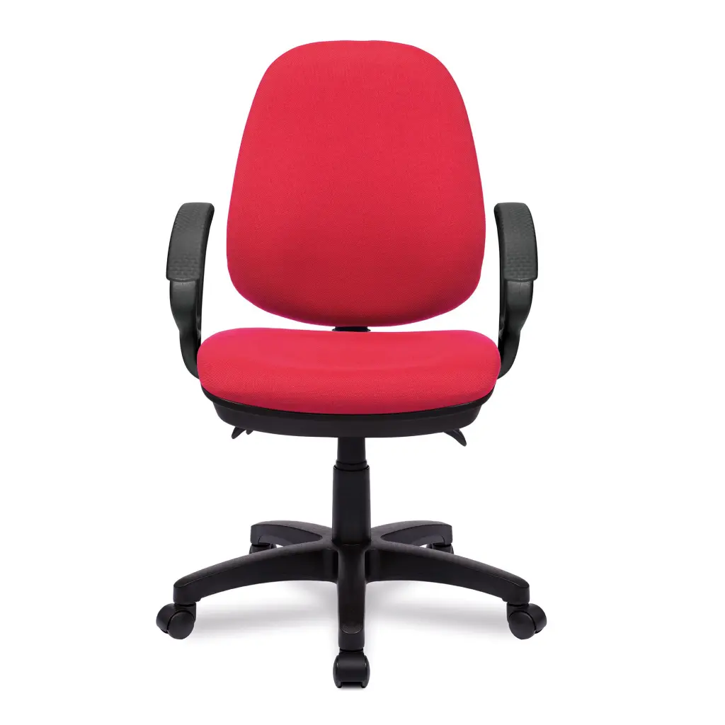 Nautilus Designs Java 300 Medium Back Synchronous Triple Lever Fabric Operator Office Chair With Fixed Arms Red - BCF/P606/RD/A