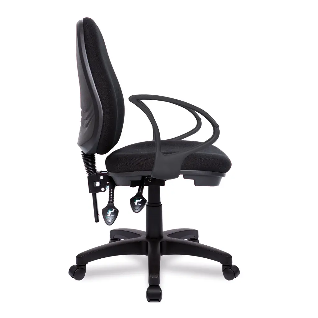 Nautilus Designs Java 300 Medium Back Synchronous Triple Lever Fabric Operator Office Chair With Fixed Arms Black - BCF/P606/BK/A