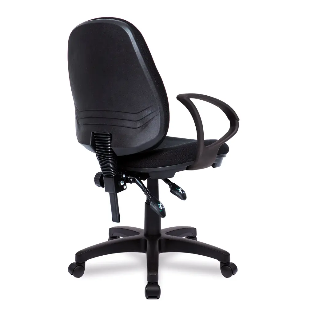 Nautilus Designs Java 300 Medium Back Synchronous Triple Lever Fabric Operator Office Chair With Fixed Arms Black - BCF/P606/BK/A