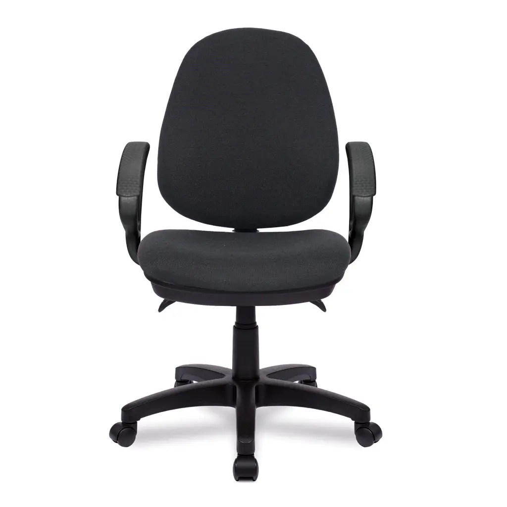 Nautilus Designs Java 300 Medium Back Synchronous Triple Lever Fabric Operator Office Chair With Fixed Arms Black - BCF/P606/BK/A