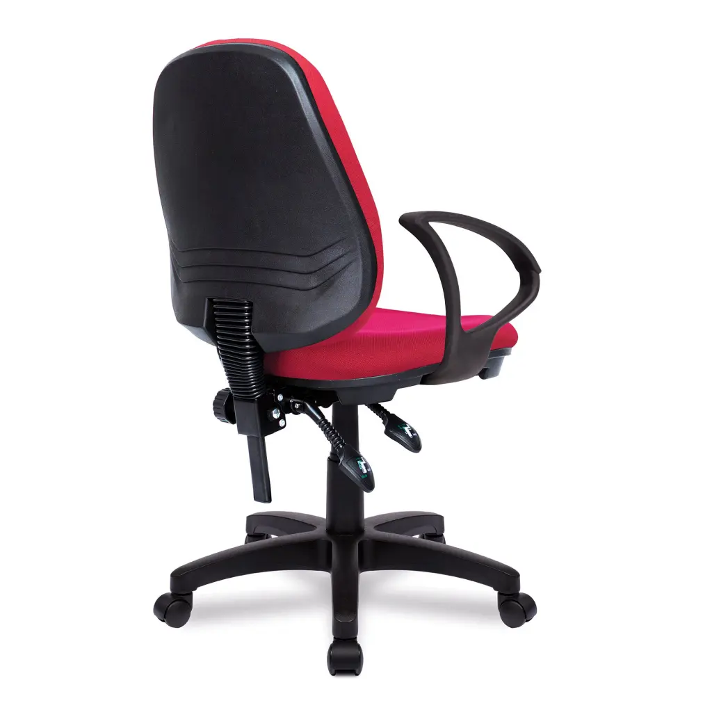 Nautilus Designs Java 200 Medium Back Twin Lever Fabric Operator Office Chair With Fixed Arms Red - BCF/P505/RD/A