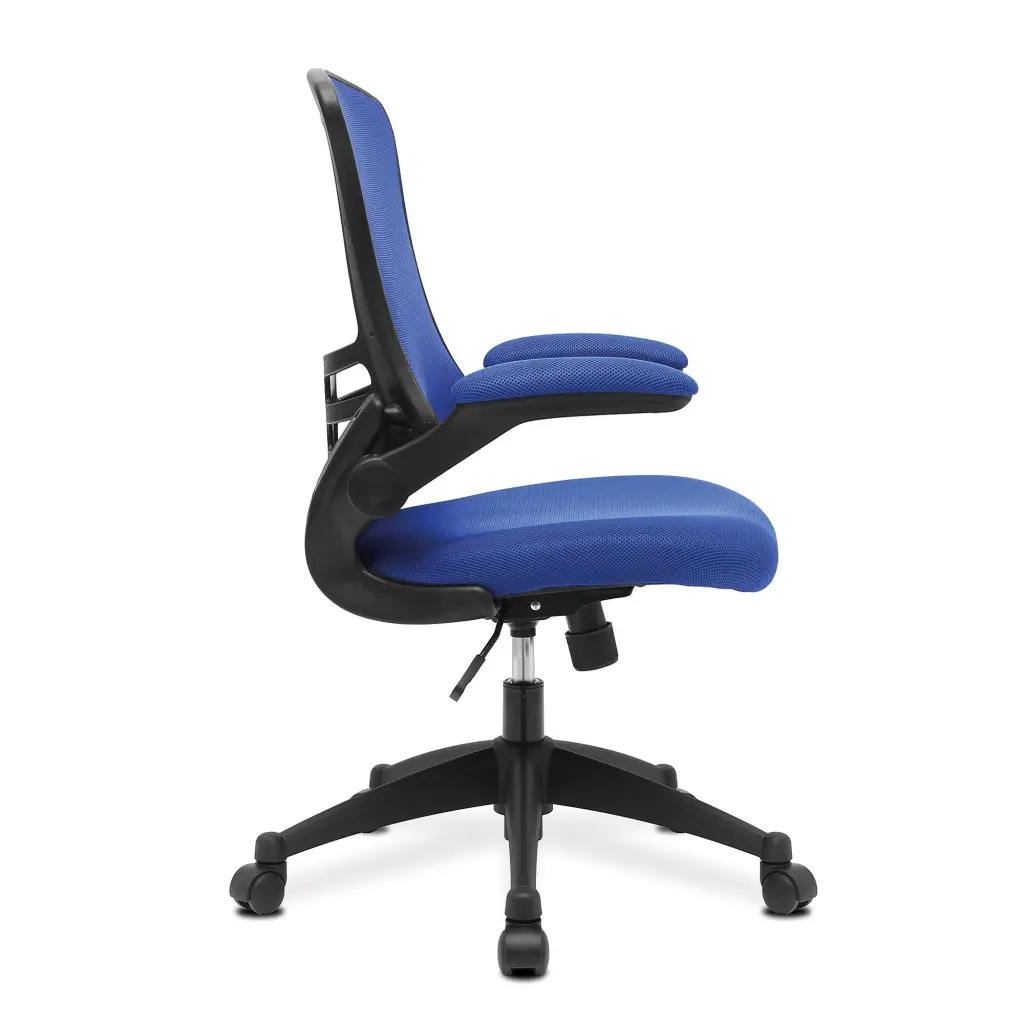 Nautilus Designs Luna Designer High Back Mesh Blue Task Operator Office Chair With Folding Arms and Black Shell - BCM/L1302/BL