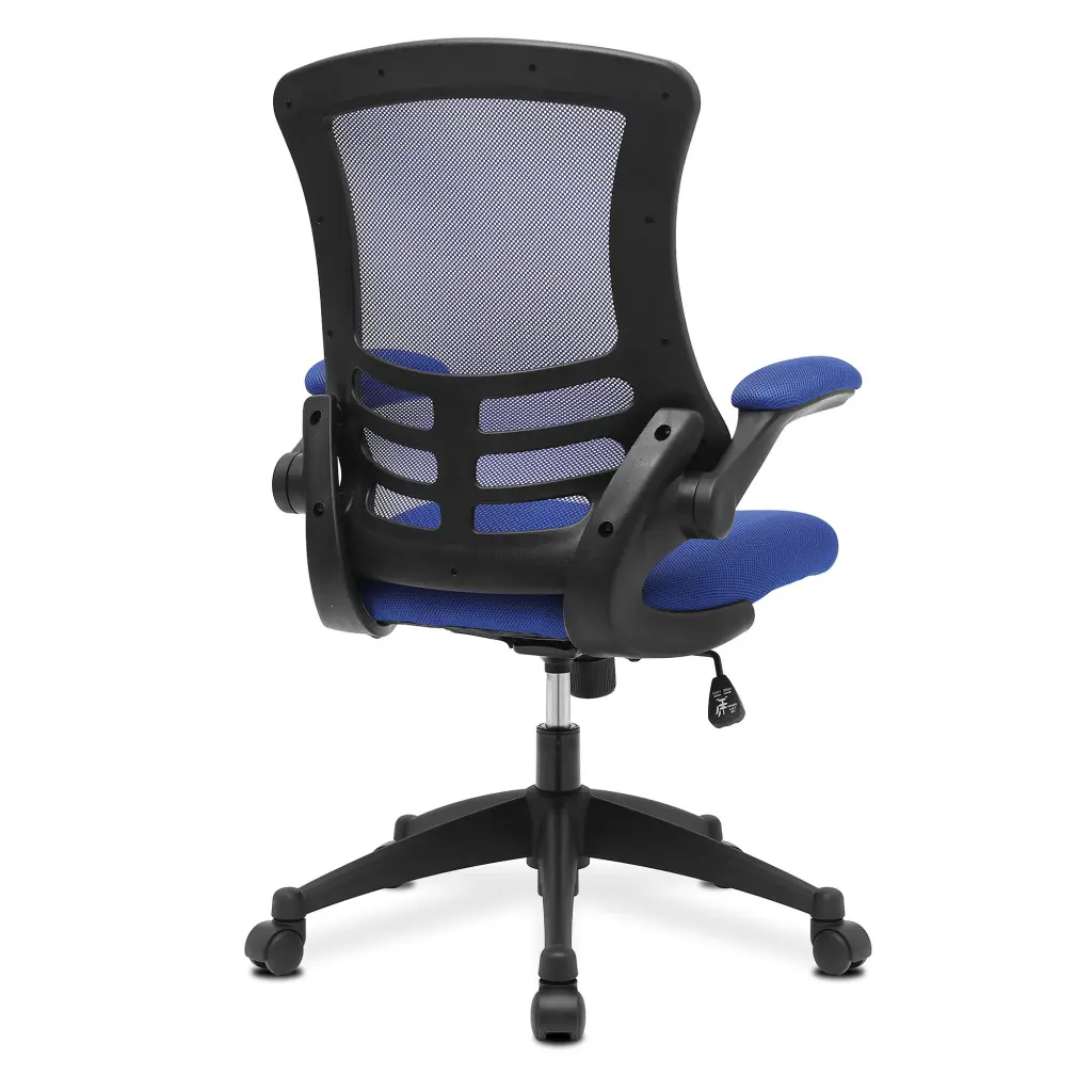 Nautilus Designs Luna Designer High Back Mesh Blue Task Operator Office Chair With Folding Arms and Black Shell - BCM/L1302/BL