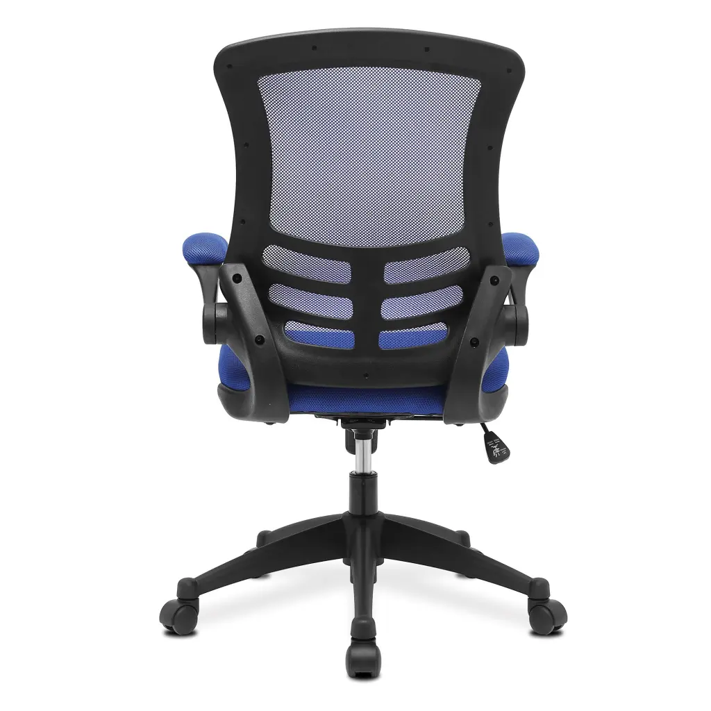 Nautilus Designs Luna Designer High Back Mesh Blue Task Operator Office Chair With Folding Arms and Black Shell - BCM/L1302/BL