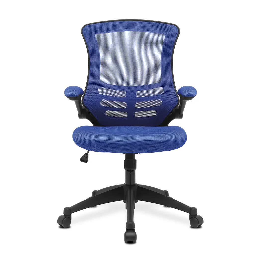 Nautilus Designs Luna Designer High Back Mesh Blue Task Operator Office Chair With Folding Arms and Black Shell - BCM/L1302/BL