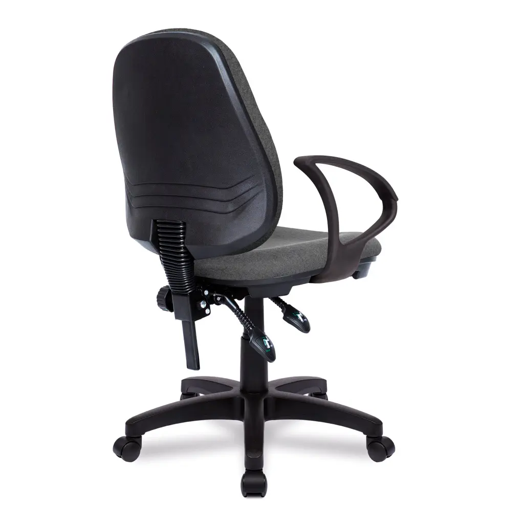 Nautilus Designs Java 300 Medium Back Synchronous Triple Lever Fabric Operator Office Chair With Fixed Arms Grey - BCF/P606/GY/A