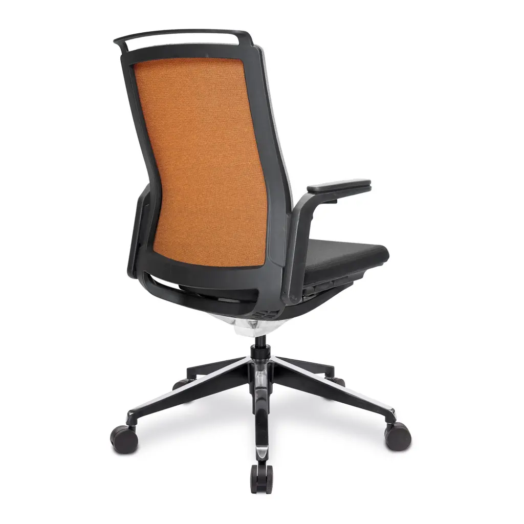 Nautilus Designs Libra High Back Fabric Executive Office Chair With Slimline Seat & Back Built-in Levers & Fixed Arms Black/Orange - BCF/K500/BK-OG