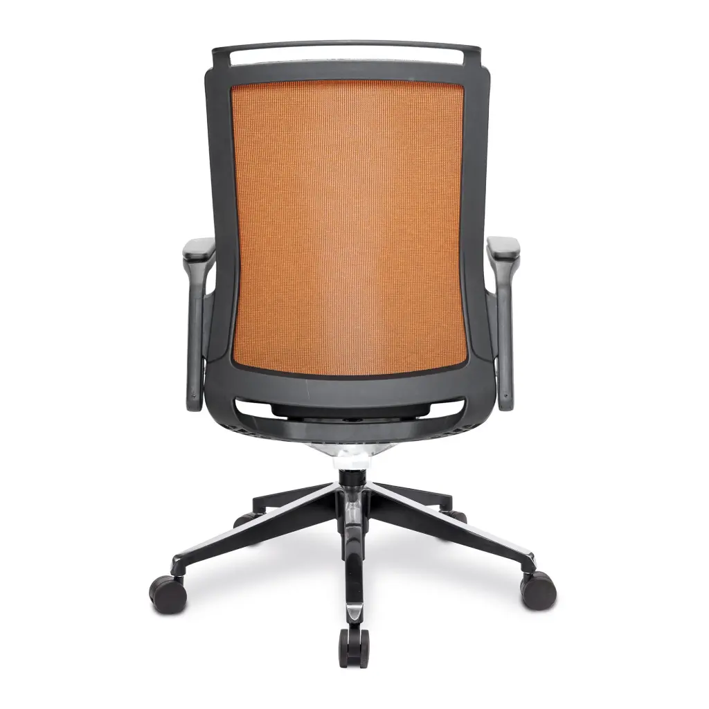 Nautilus Designs Libra High Back Fabric Executive Office Chair With Slimline Seat & Back Built-in Levers & Fixed Arms Black/Orange - BCF/K500/BK-OG