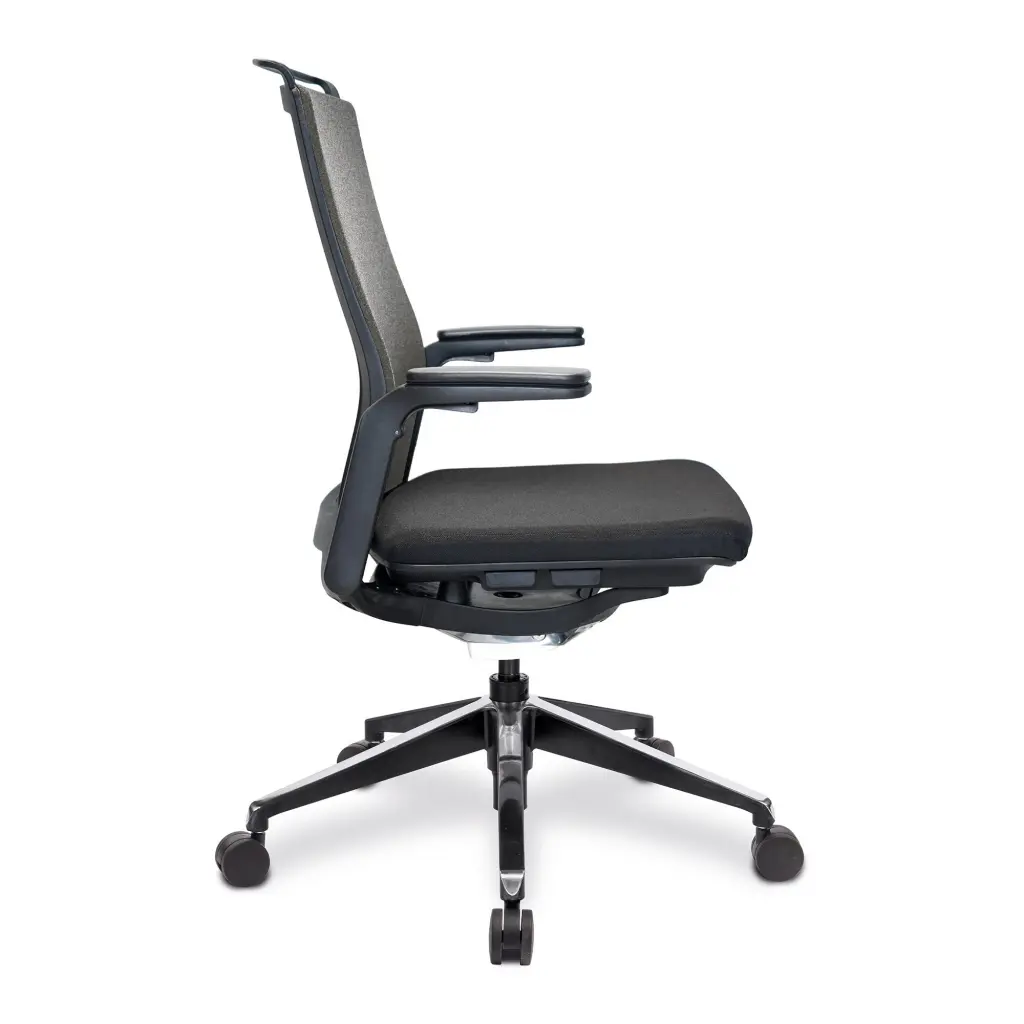 Nautilus Designs Libra High Back Fabric Executive Office Chair With Slimline Seat & Back Built-in Levers & Fixed Arms Grey - BCF/K500/BK-GY