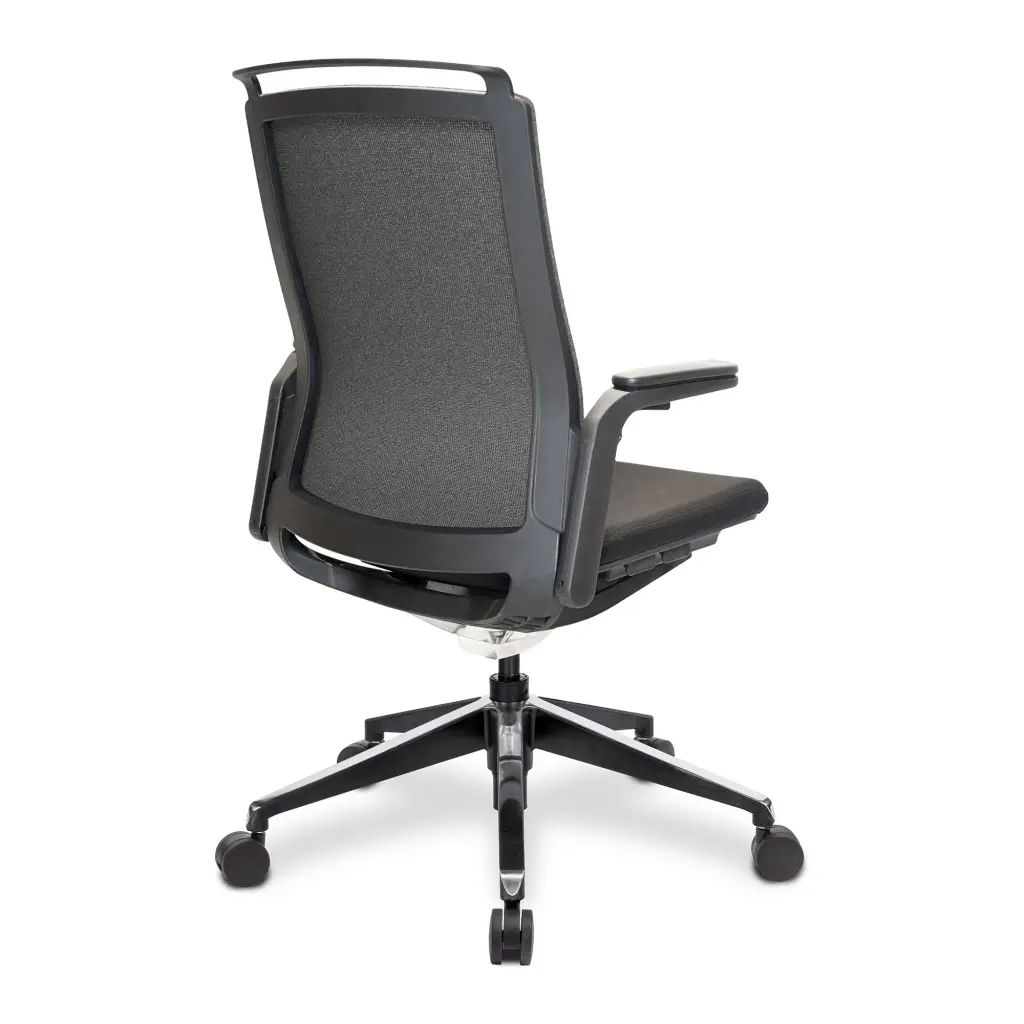 Nautilus Designs Libra High Back Fabric Executive Office Chair With Slimline Seat & Back Built-in Levers & Fixed Arms Grey - BCF/K500/BK-GY