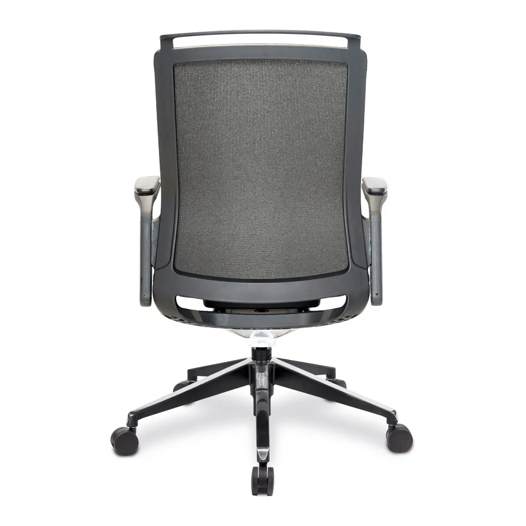 Nautilus Designs Libra High Back Fabric Executive Office Chair With Slimline Seat & Back Built-in Levers & Fixed Arms Grey - BCF/K500/BK-GY