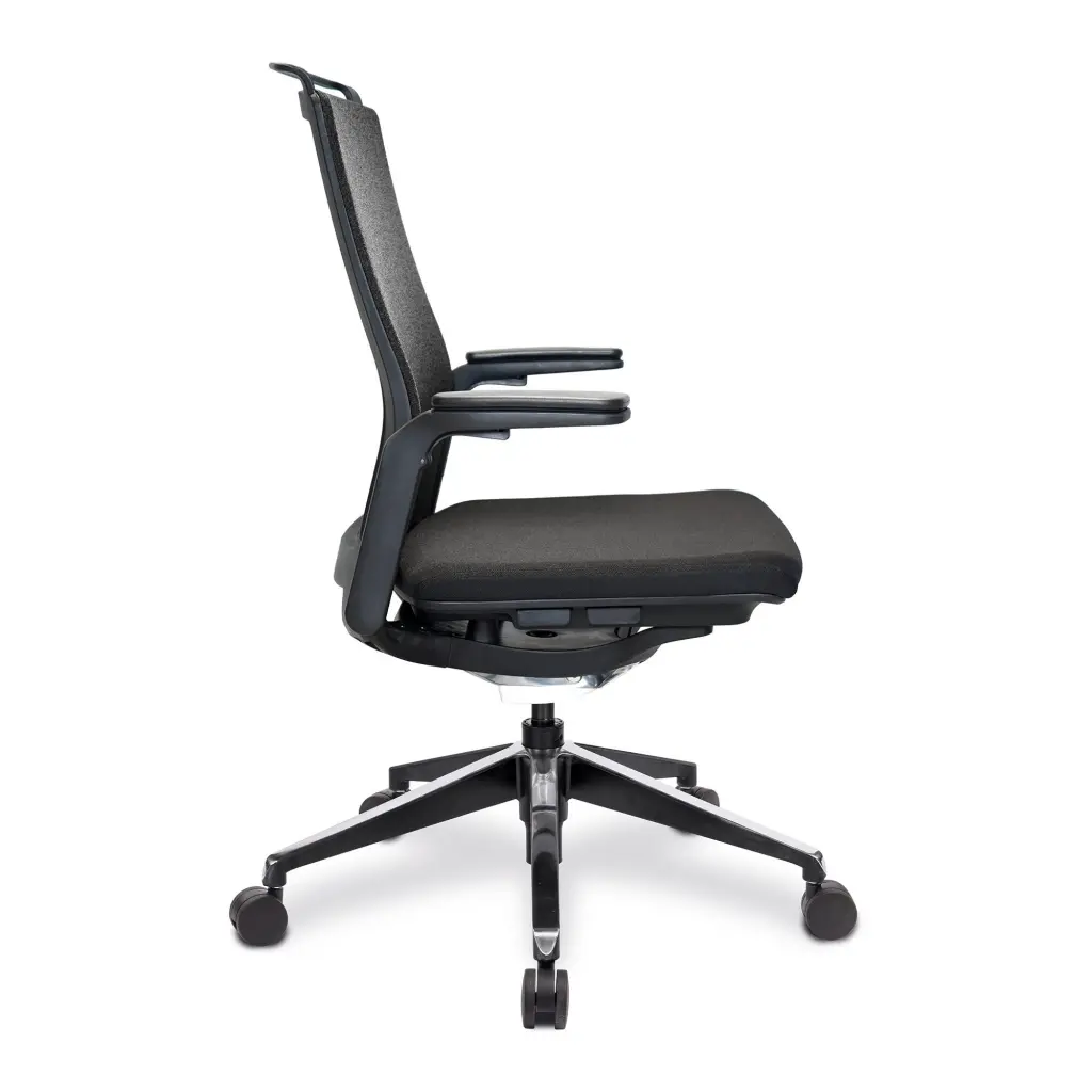 Nautilus Designs Libra High Back Fabric Executive Office Chair With Slimline Seat & Back Built-in Levers & Fixed Arms Black - BCF/K500/BK-BK