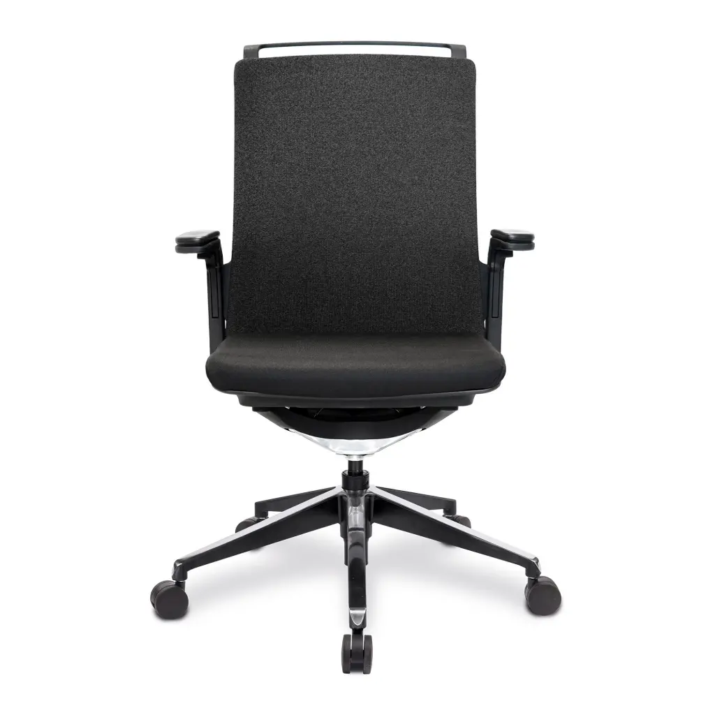 Nautilus Designs Libra High Back Fabric Executive Office Chair With Slimline Seat & Back Built-in Levers & Fixed Arms Black - BCF/K500/BK-BK