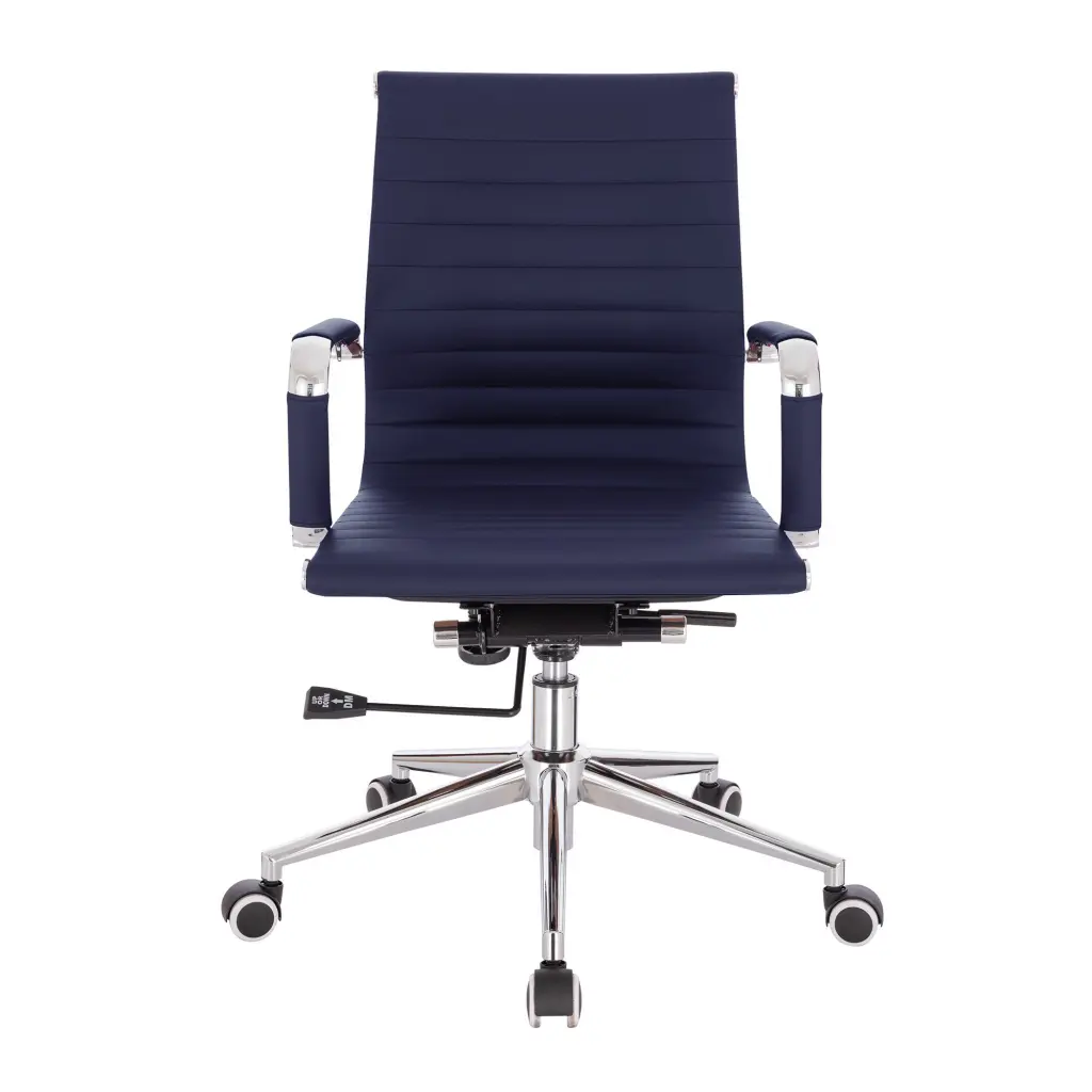 Nautilus Designs Aura Contemporary Medium Back Bonded Leather Executive Office Chair With Fixed Arms Blue - BCL/8003/BL