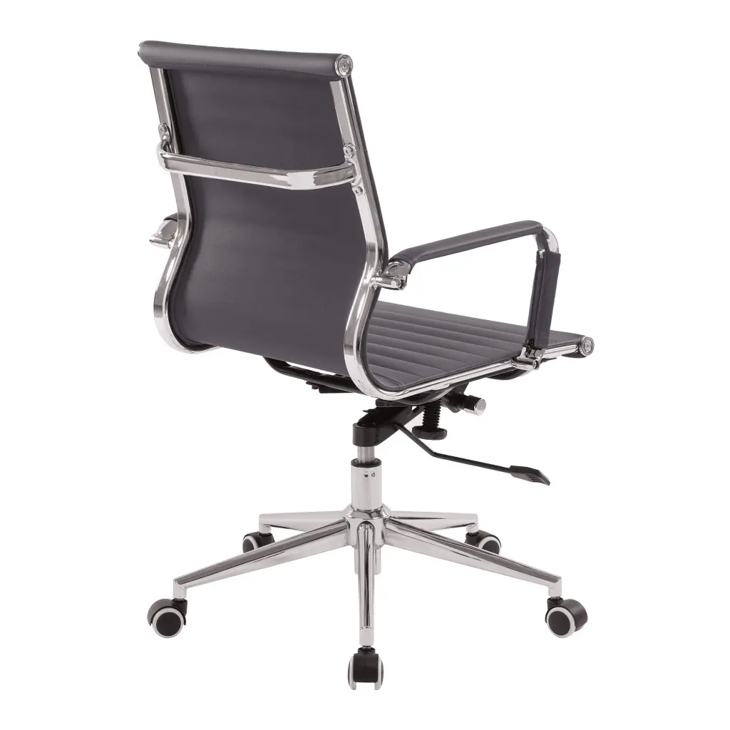 Nautilus Designs Aura Contemporary Medium Back Bonded Leather Executive Office Chair With Fixed Arms Grey - BCL/8003/GY