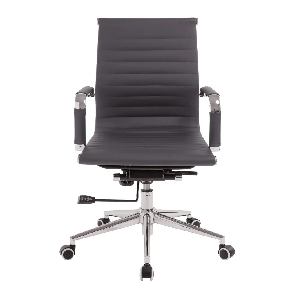 Nautilus Designs Aura Contemporary Medium Back Bonded Leather Executive Office Chair With Fixed Arms Grey - BCL/8003/GY