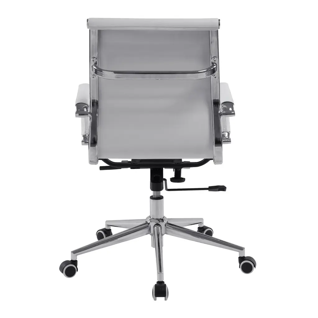 Nautilus Designs Aura Contemporary Medium Back Bonded Leather Executive Office Chair With Fixed Arms White - BCL/8003/WH