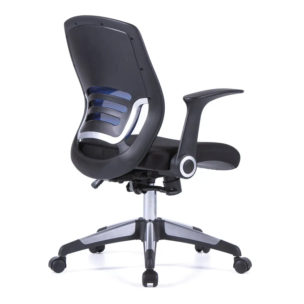 Nautilus Designs Graphite Medium Back Mesh Task Operator Office Chair With Folding Arms Blue - BCM/F560/BL