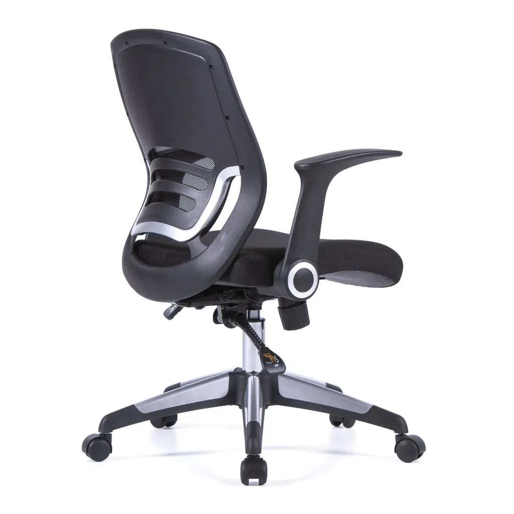 Nautilus Designs Graphite Medium Back Mesh Task Operator Office Chair With Folding Arms Black - BCM/F560/BK