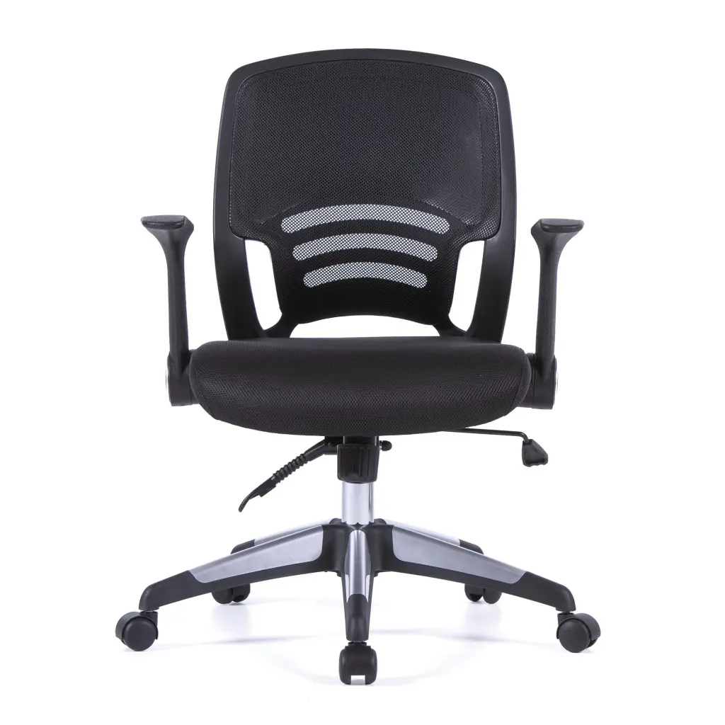 Nautilus Designs Graphite Medium Back Mesh Task Operator Office Chair With Folding Arms Black - BCM/F560/BK