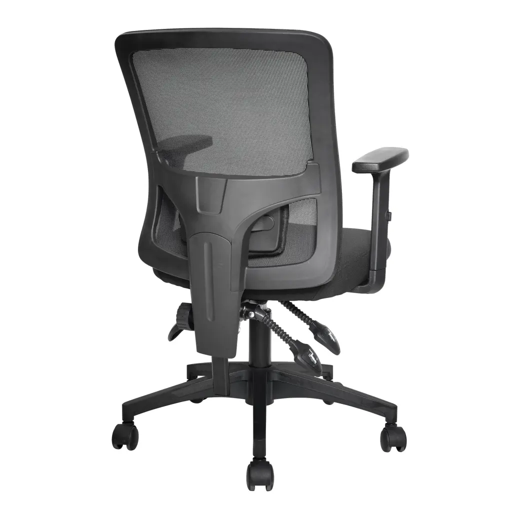 Nautilus Designs Barri Medium Back 3 Lever Mesh Task Operator Office Chair With Fabric Seat and Height Adjustable Arms Black - BCM/K610/BK