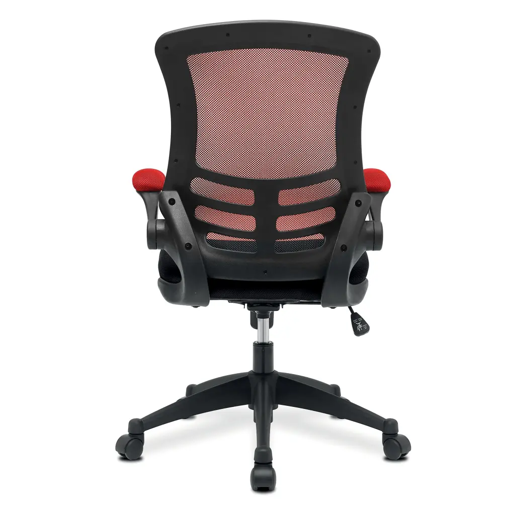 Nautilus Designs Luna Designer High Back Two Tone Mesh Task Operator Office Chair With Folding Arms & Black Shell Red/Black - BCM/T1302/RD