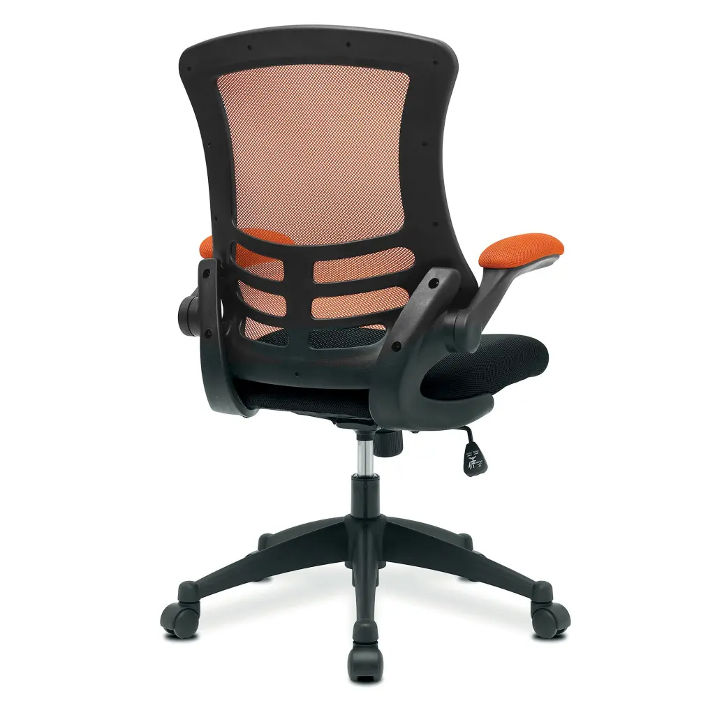 Nautilus Designs Luna Designer High Back Two Tone Mesh Task Operator Office Chair With Folding Arms & Black Shell Orange/Black - BCM/T1302/OG