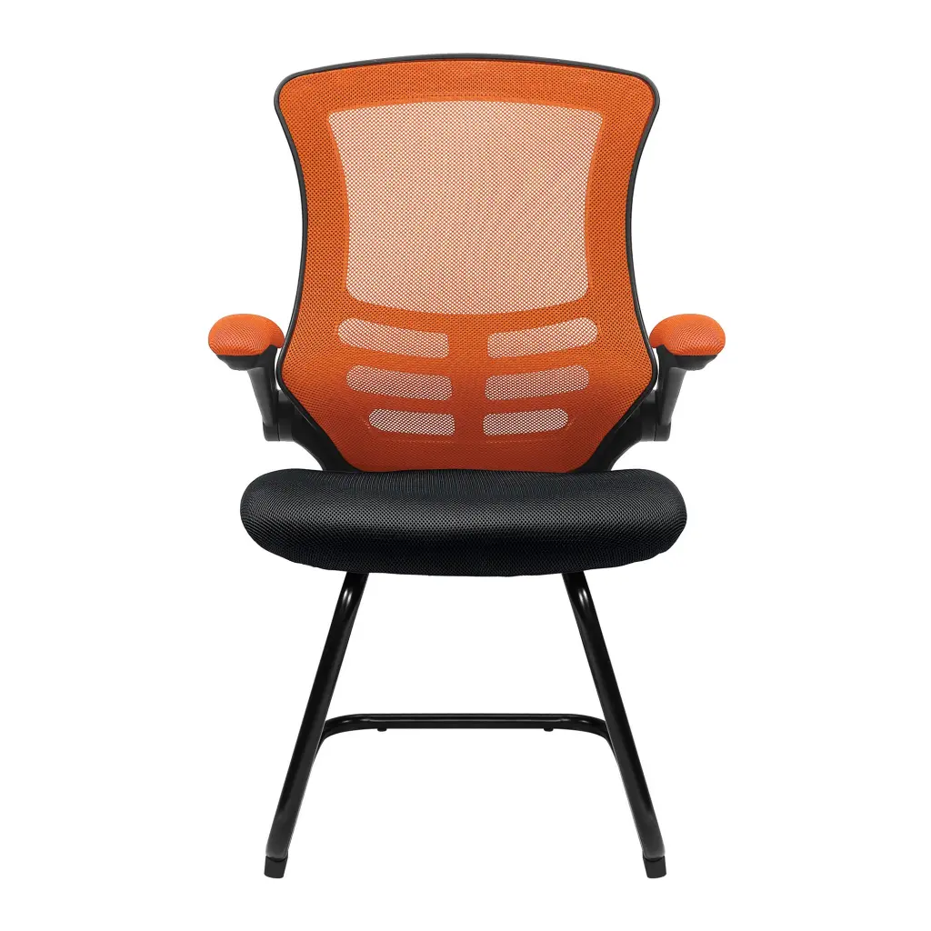 Nautilus Designs Luna Designer High Back Two Tone Mesh Task Operator Office Chair With Folding Arms & Black Shell Orange/Black - BCM/T1302/OG