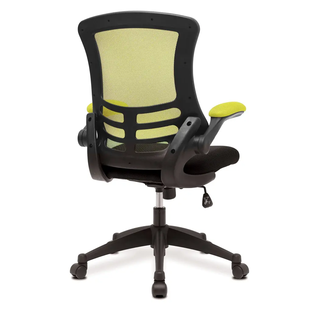 Nautilus Designs Luna Designer High Back Two Tone Mesh Task Operator Office Chair With Folding Arms & Black Shell Green/Black - BCM/T1302/GN