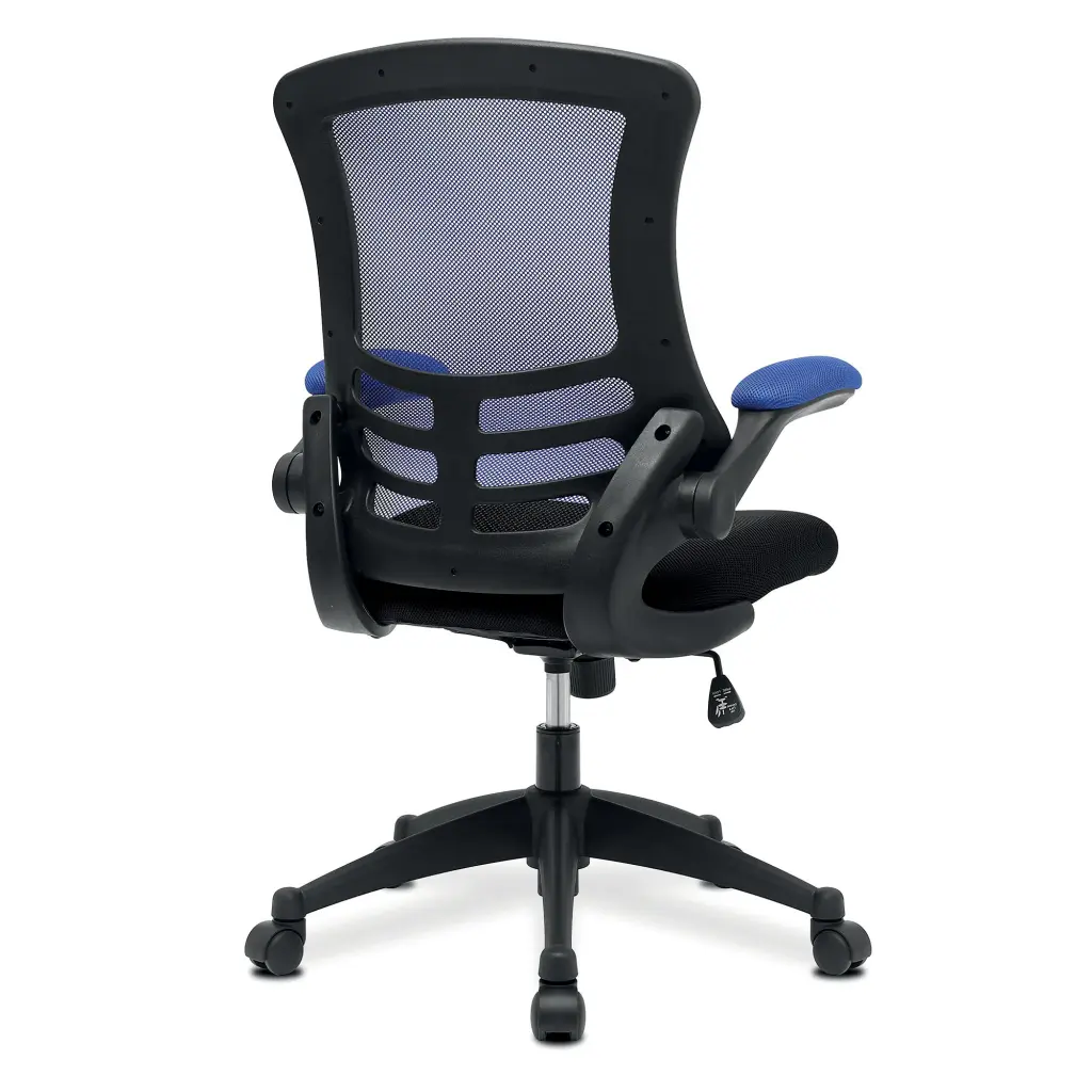 Nautilus Designs Luna Designer High Back Two Tone Mesh Task Operator Office Chair With Folding Arms & Black Shell Blue/Black - BCM/T1302/BL