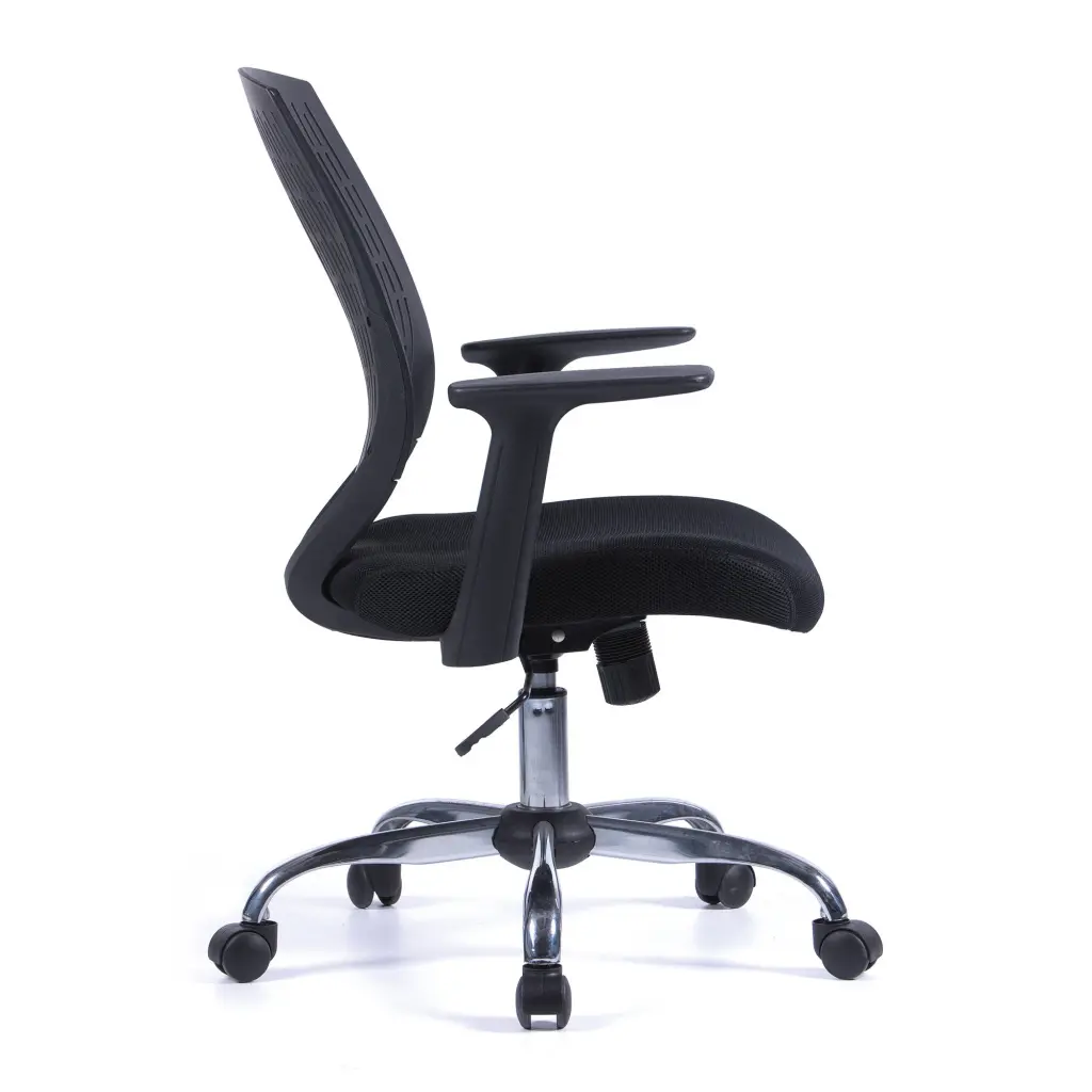 Nautilus Designs Ultra Medium Back Sturdy and Flexible Designer Task Office Chair With Arms Black - BCP/F590/BK