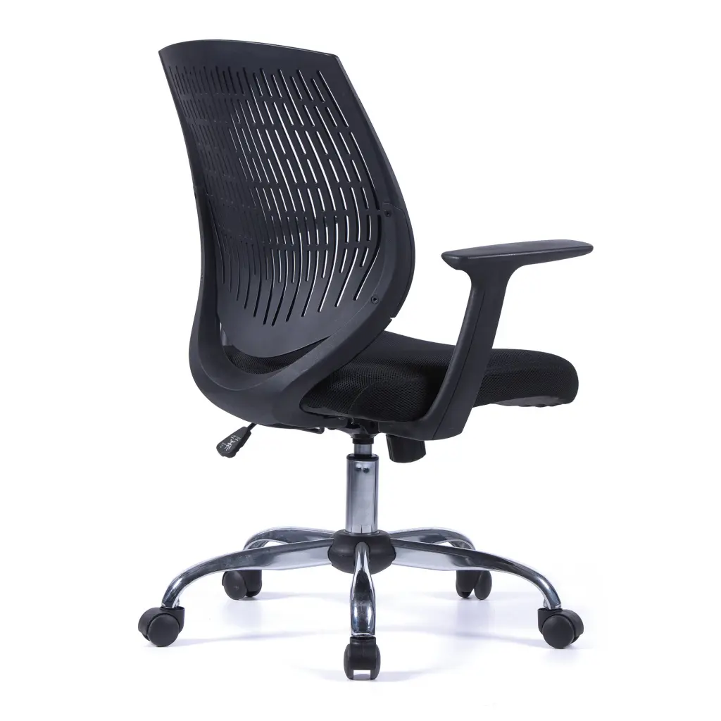 Nautilus Designs Ultra Medium Back Sturdy and Flexible Designer Task Office Chair With Arms Black - BCP/F590/BK