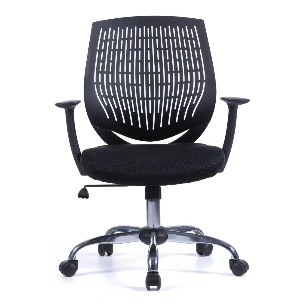 Nautilus Designs Ultra Medium Back Sturdy and Flexible Designer Task Office Chair With Arms Black - BCP/F590/BK