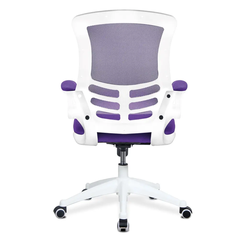 Nautilus Designs Luna Designer High Back Mesh Purple Task Operator Office Chair With Folding Arms and White Shell - BCM/L1302/WH-PL