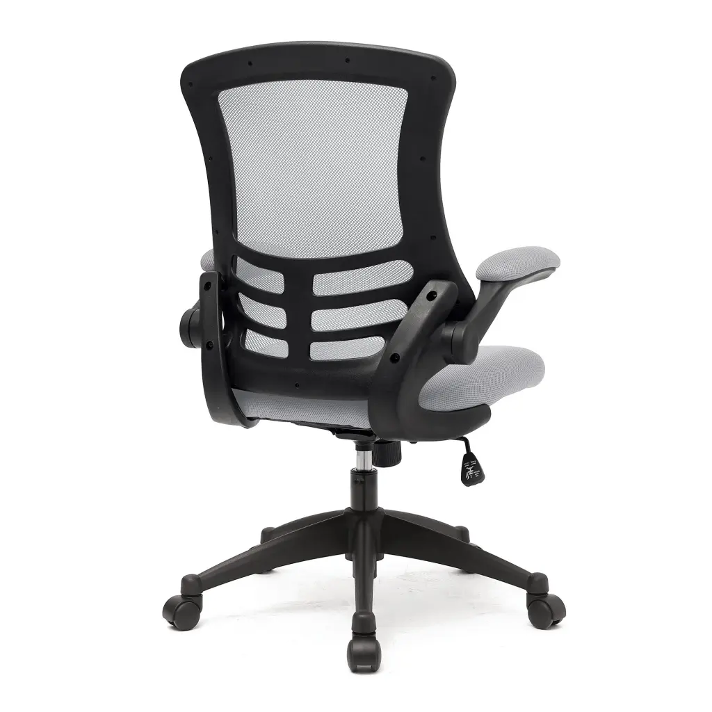 Nautilus Designs Luna Designer High Back Mesh Grey Task Operator Office Chair With Folding Arms and White Shell - BCM/L1302/WH-GY