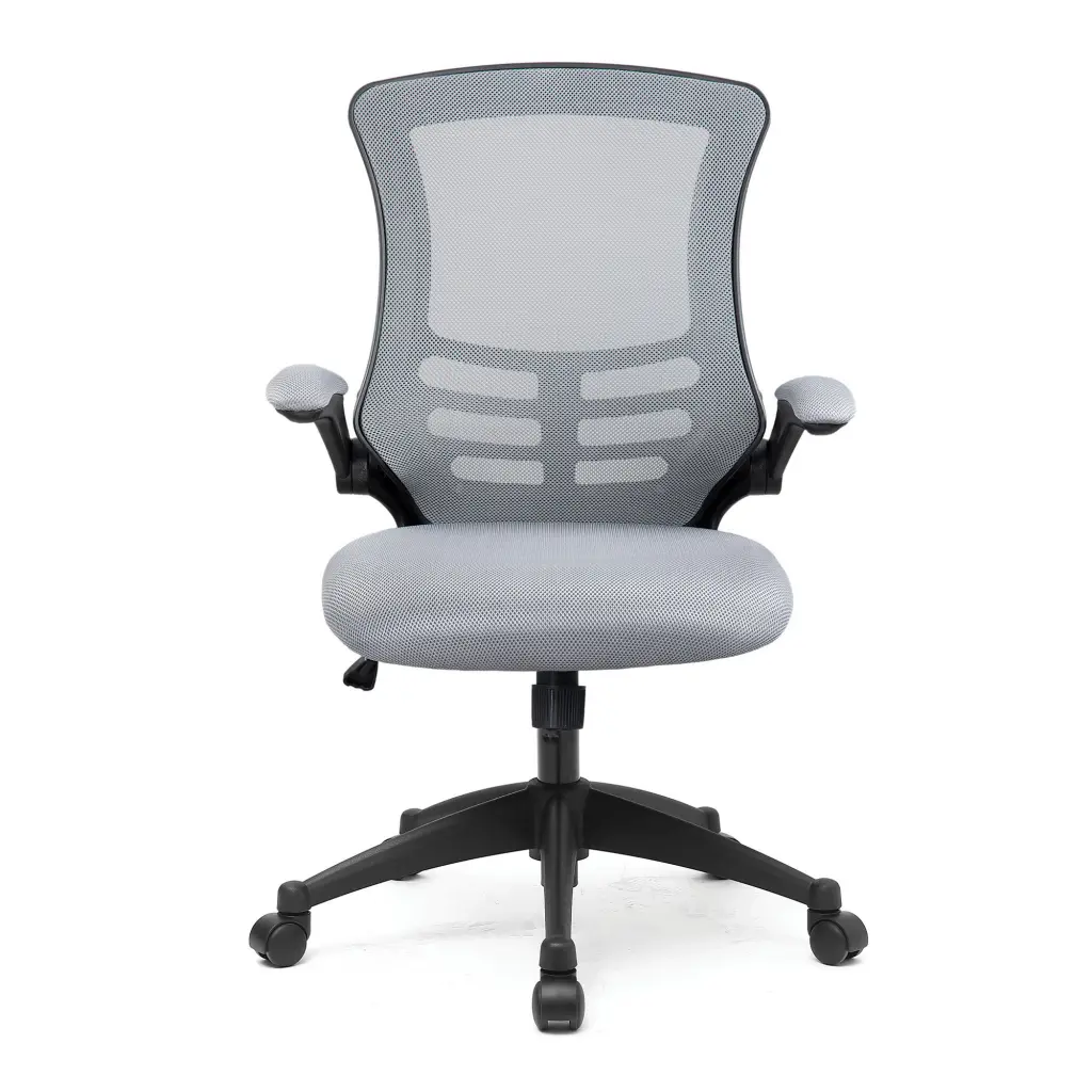 Nautilus Designs Luna Designer High Back Mesh Grey Task Operator Office Chair With Folding Arms and White Shell - BCM/L1302/WH-GY