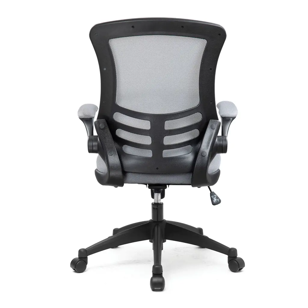 Nautilus Designs Luna Designer High Back Mesh Grey Task Operator Office Chair With Folding Arms and White Shell - BCM/L1302/WH-GY