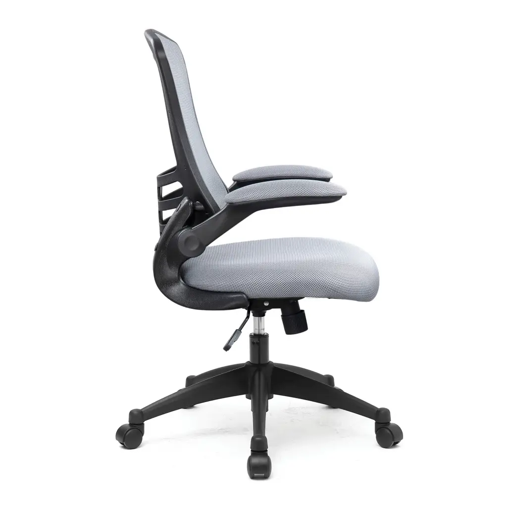 Nautilus Designs Luna Designer High Back Mesh Grey Task Operator Office Chair With Folding Arms and Black Shell - BCM/L1302/GY