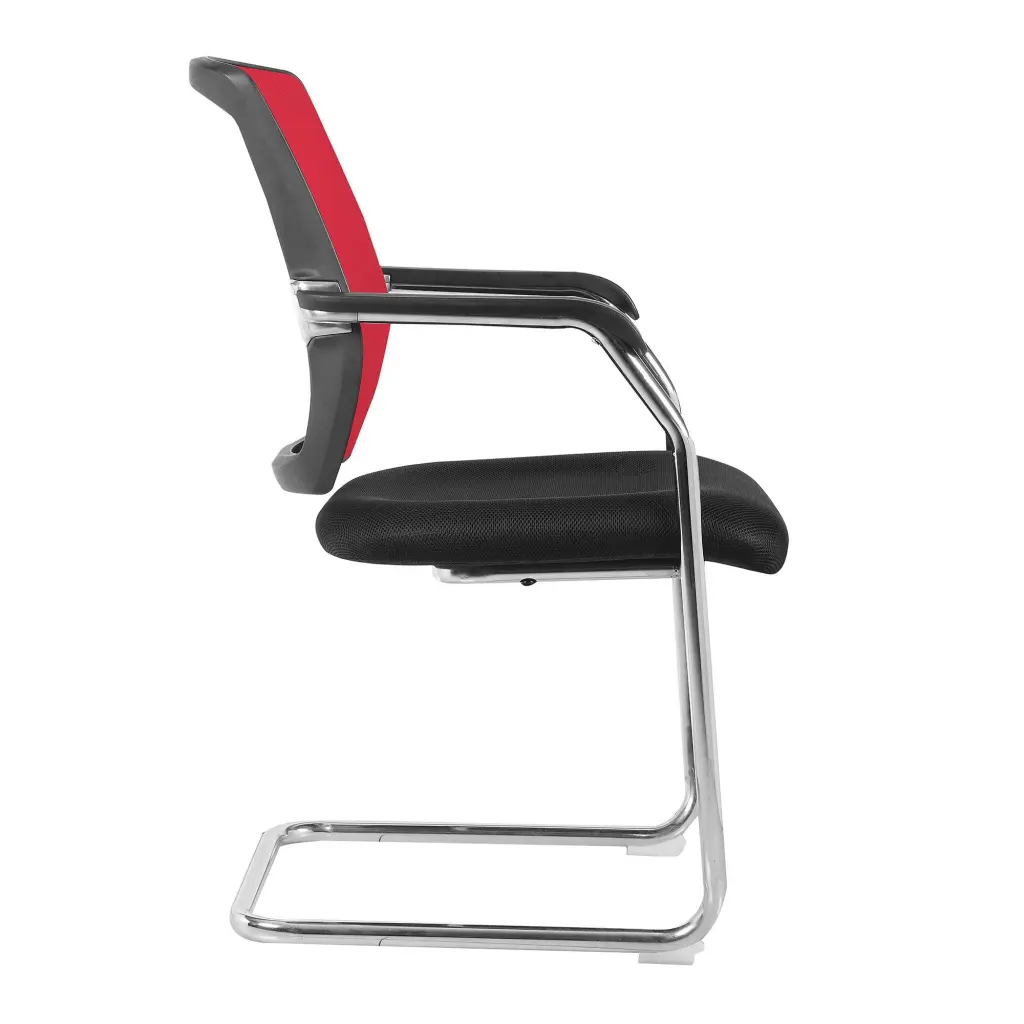 Nautilus Designs Nexus Designer Medium Back Two Tone Mesh Visitor Chair Sculptured Lumbar/Spine Support & Fixed Arms Red - BCM/K512V/RD