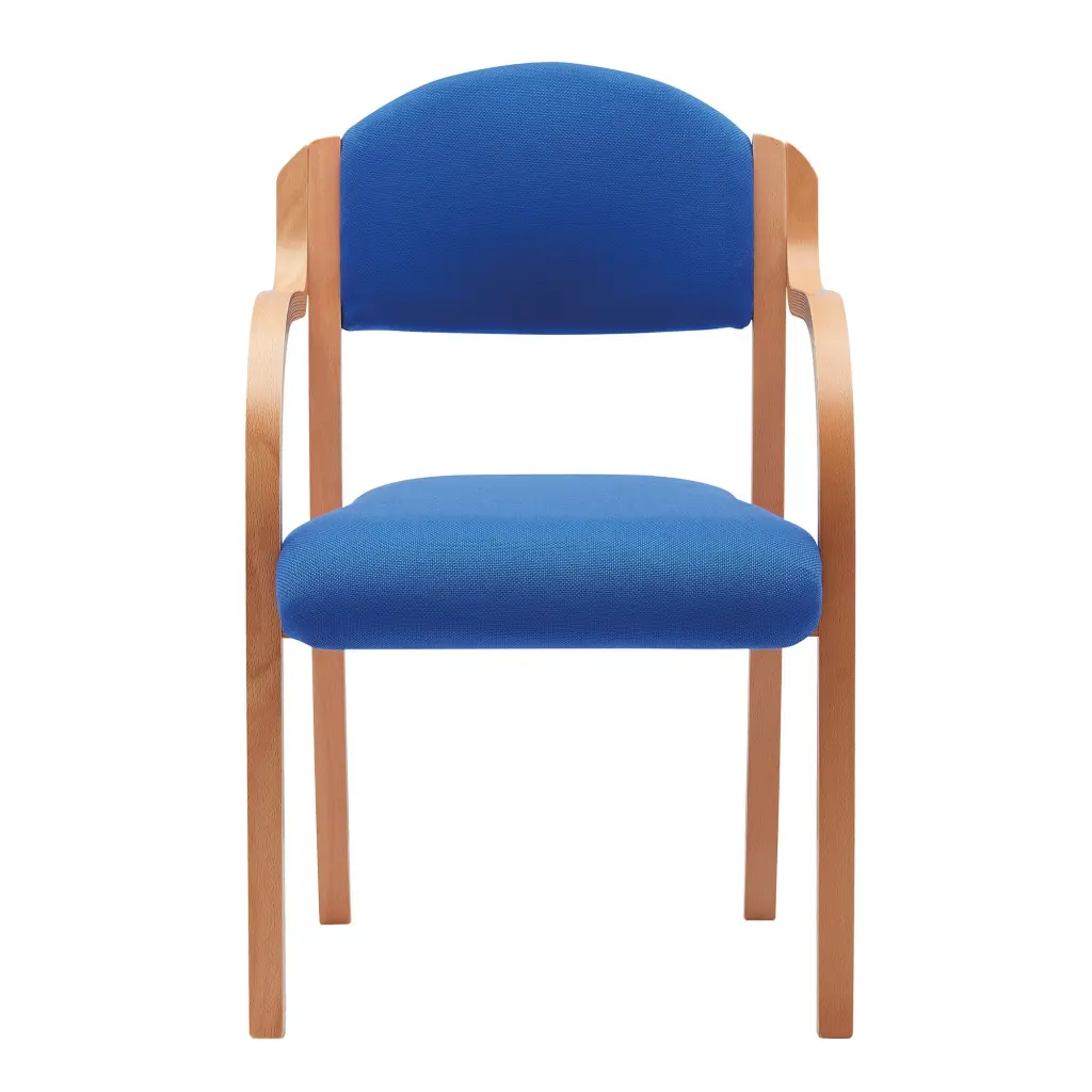 Nautilus Designs Tahara Stackable Conference/Visitor Chair With Arms Blue Fabric Padded Seat & Backrest and Beech Frame - DPA2050/A/BE/BL