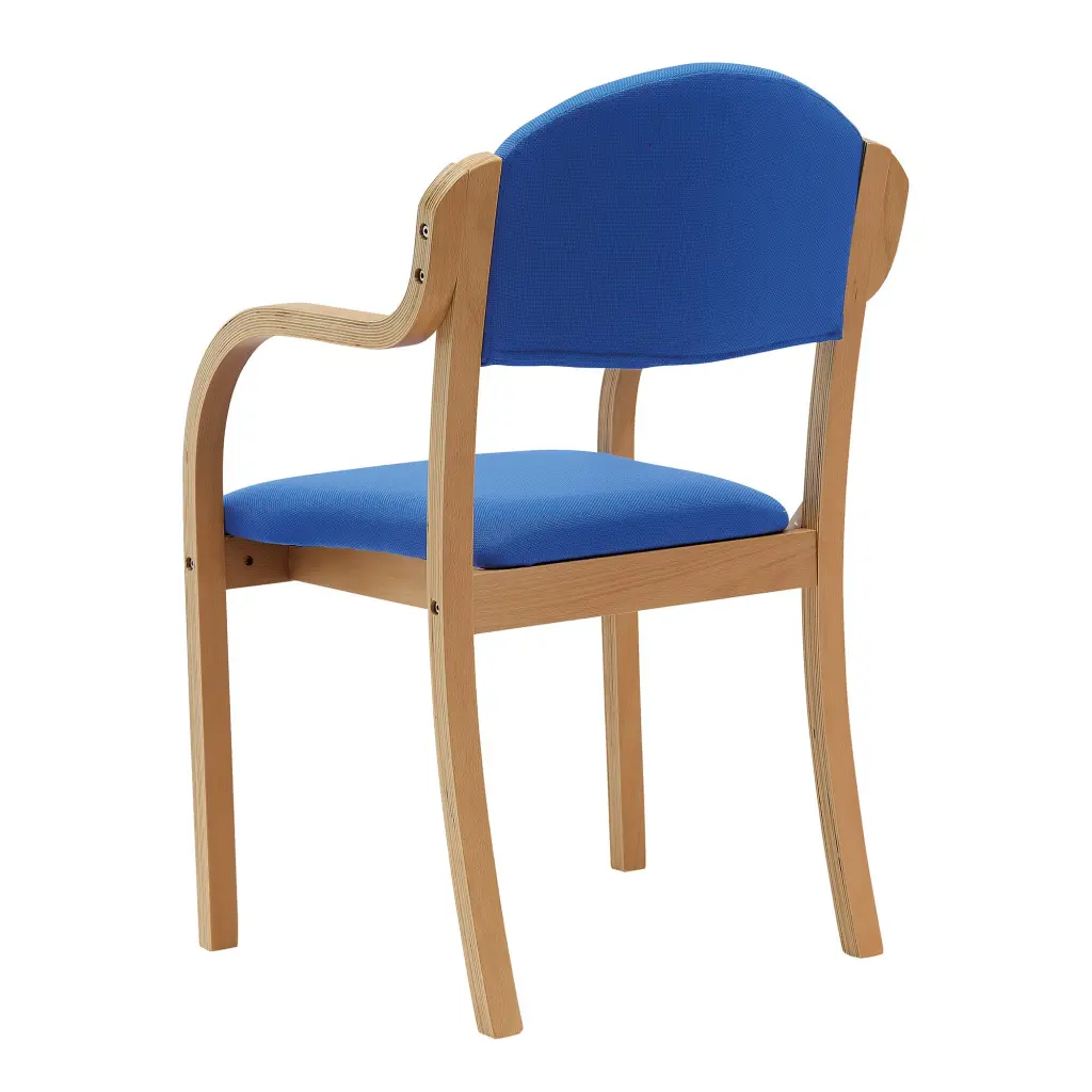 Nautilus Designs Tahara Stackable Conference/Visitor Chair With Arms Blue Fabric Padded Seat & Backrest and Beech Frame - DPA2050/A/BE/BL