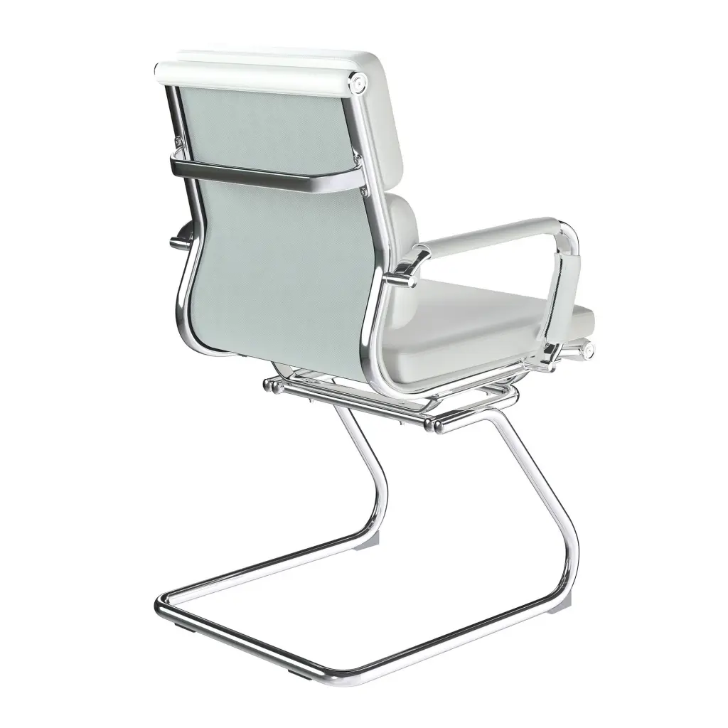 Nautilus Designs Avanti Medium Back Bonded Leather Cantilever Visitor Chair With Individual Back Cushions & Fixed Arms White - BCL/5003AV/WH